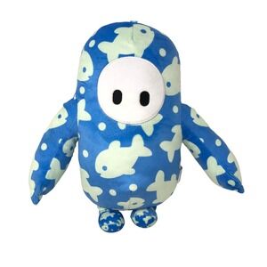 Fall Guys 12" Plush Blue Fish Pattern Bean Stuffed Animal Toy Mediatonic